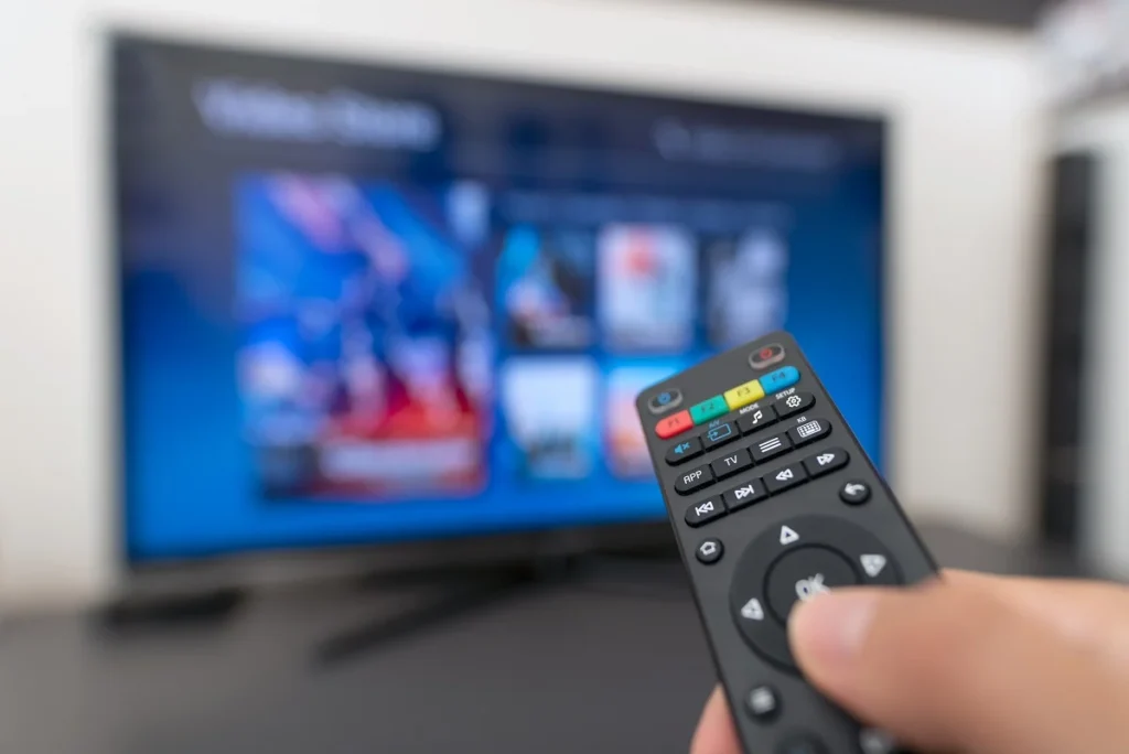 A user-friendly interface displaying a wide variety of channels and on-demand content available through a 4K IPTV subscription, compatible with all devices.